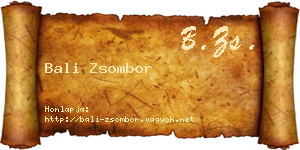 Bali Zsombor névjegykártya